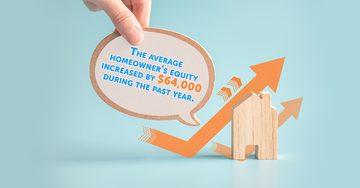 The average homeowner's equity increased by $64,000 during the past year.